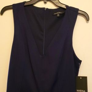 Marina ruffled sleeveless jumpsuit size 6 navy blue